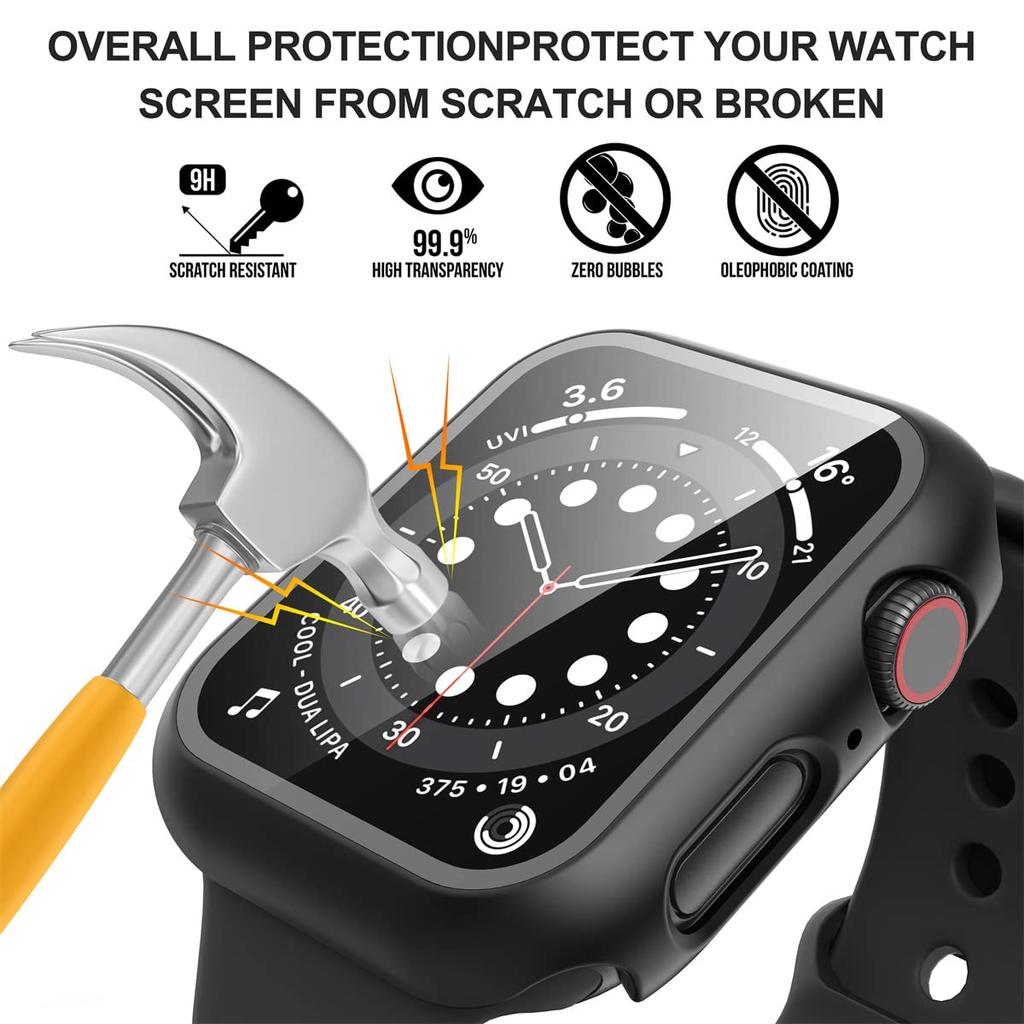 Tempered Glass+Cover For Apple watch series 11 10 9 6 SE3 7 8 5 Case 46mm 42mm 45mm 41mm 44mm 40mm Screen Protector Accessories