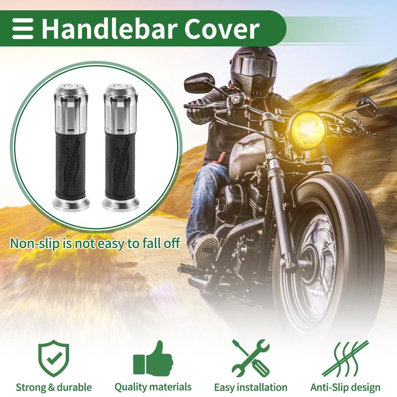 Motoforti 22mm 24mm Universal Motorcycle Hand Grips Cover Rubber Aluminum Alloy Handlebar Grip for Motorcycle Scooter 1 Pair