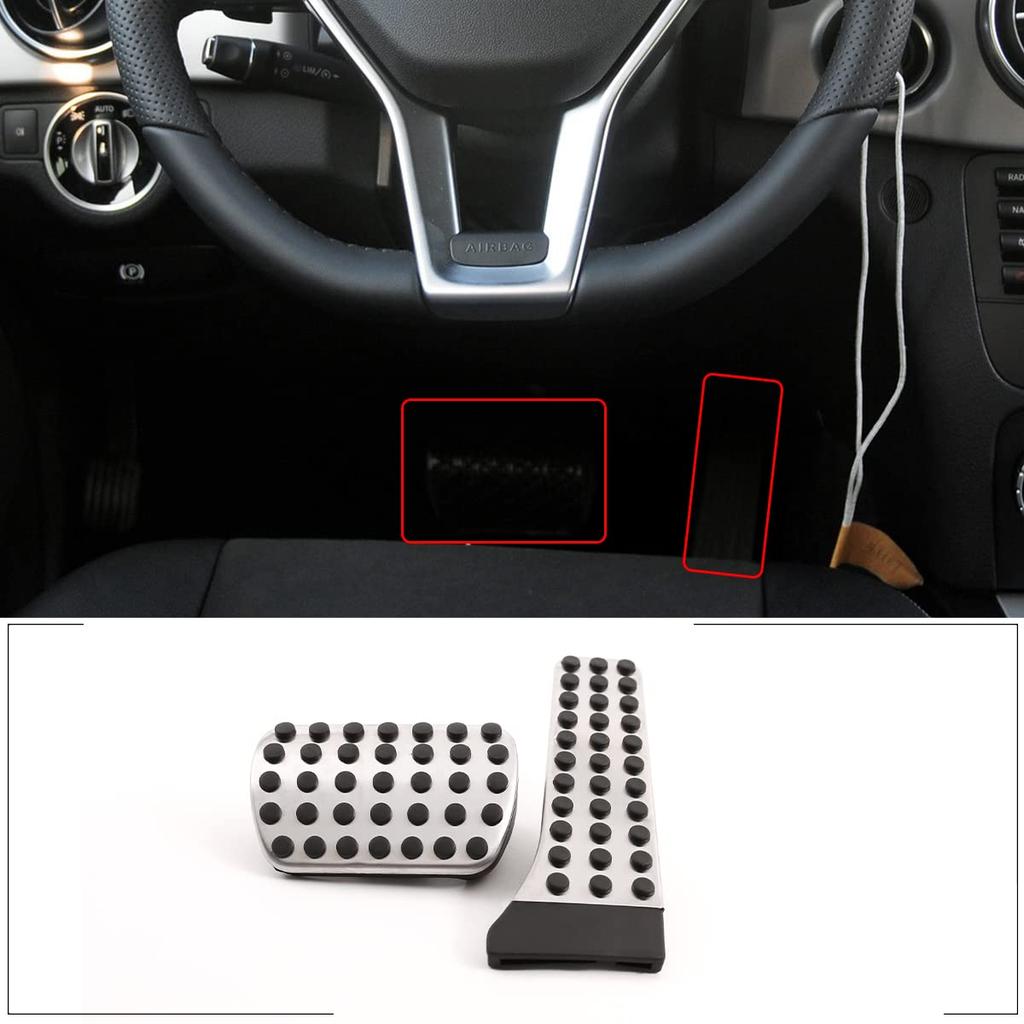 CHEYA Stainless Steel Throttle Pedal Covers for C CLS GLK SLK Brake and Easy Custom W213 Mercedes-Benz E-Class 2016-2019, Accelerator,