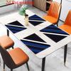 4pcs 2D FLAT Digital Print Placemats, Blue, White, and Black Diagonal Stripe Pattern Printed Placemats, to Make Your Dining Room More Beautiful,
