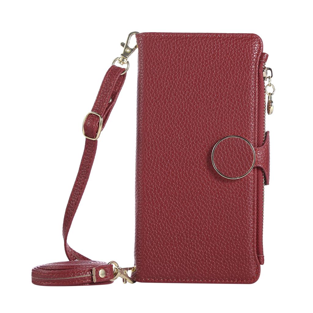 For Xiaomi 17 Pro Wallet Case with Strap/Multiple Card Slots Solid Color Leather Stand Phone Cover
