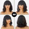 LISI HAIR Όμορφη Κοντή Περούκα Μπομπ Κυρίες Συνθετική Περούκα με Κυματισμούς Φράντζα Μήκους Ώμου Καφέ-μαύρη Περούκα Ανθεκτική στη Θερμότητα Ίνα
