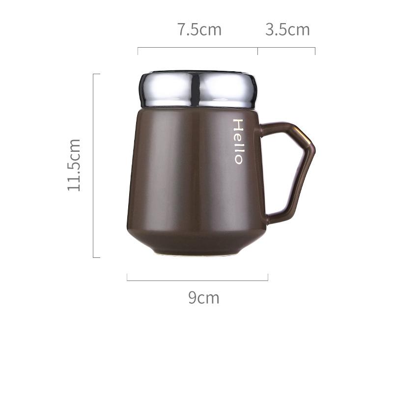 Letter Painted Ceramic Espresso Coffee Mugs Home Porcelain Tableware Large Travel Tea Mug Milk Latte Water Cup with Lid 430ml