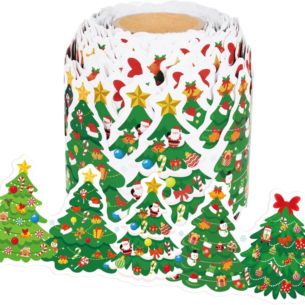 

Self-Adhesive Border Decorative Sticker Penguin Christmas Tree Poster Border Stickers Paper Snowman Chalkboard Board Border