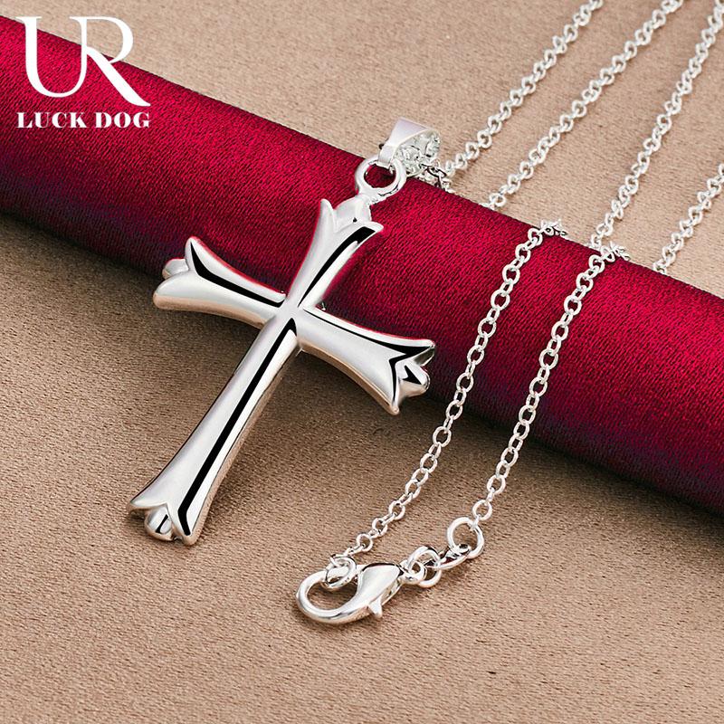 925 Sterling Silver Classic Cross Pendant Necklace Fashionable Wedding Jewelry