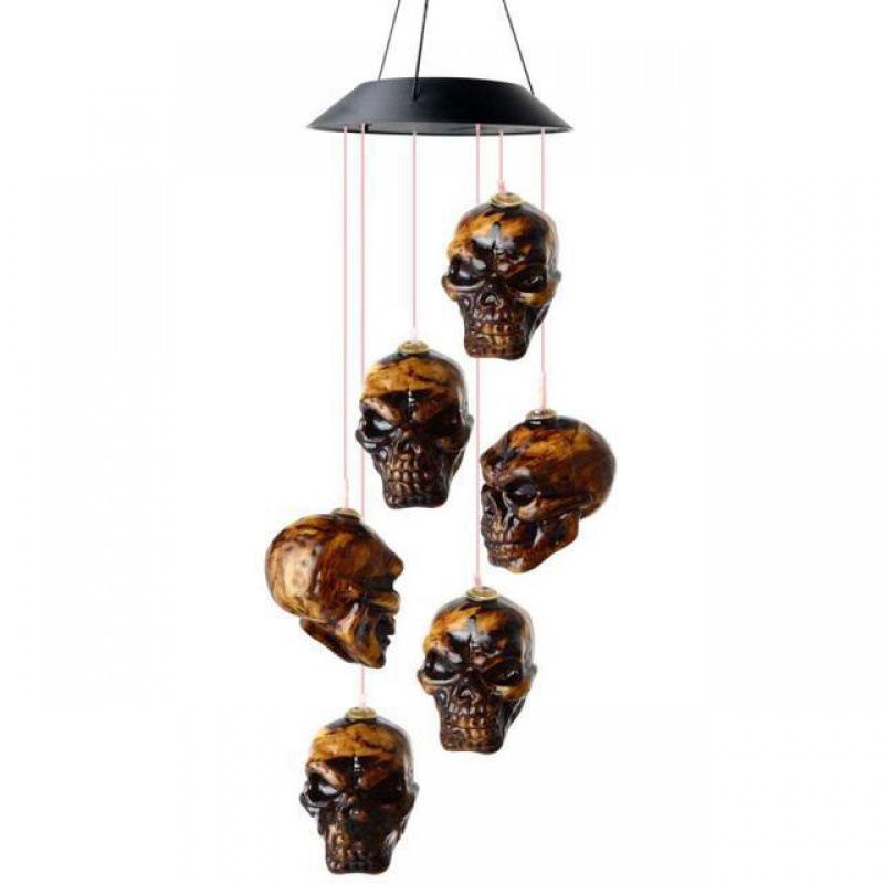 Solar Seven-Color Rose Wind Chime Lamp: Outdoor Courtyard Hanging Light for Halloween Decor