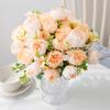 1PC Artificial Flowers Silk Peony Roses Outdoor Wedding Party Bridal Bouquets Home Vase Garden Yard Room Decoration Diy Gift Box
