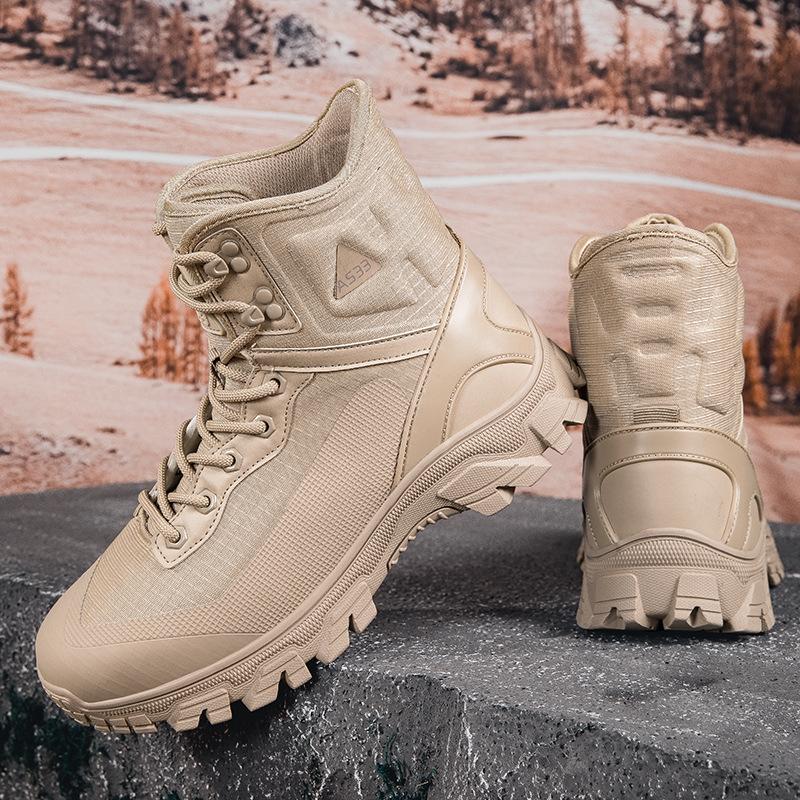 

New large size combat boots camouflage cloth middle help wear-resistant tactical boots outdoor sports hiking shoes hiking military boots 47