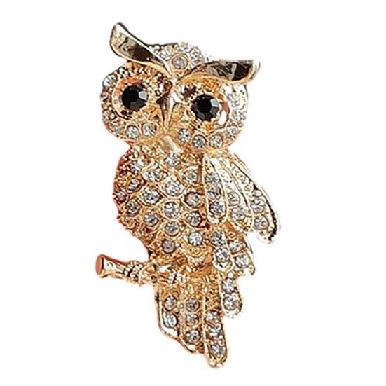 

Брошка Форма Сови Блискучі Стрази Інкрустація Металевий Шпилька з Прикрасою Чорне Око Компактний Портативний Аксесуар Пальта Сумки Капелюхи Прикраси Подарунок