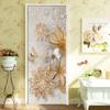 3D Golden Flower Fridge Stickers Waterproof Door Stickers Door Mural Peel Self Adhesive Wallpaper Sticker Removable Wall Decal