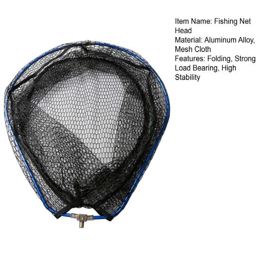 Fishing Net Head Folding Large Capacity Quick-drying High-density Mesh Aluminum Alloy Triangle Black Carp Sturgeon Fishing Landing Dip Net for Outdoor