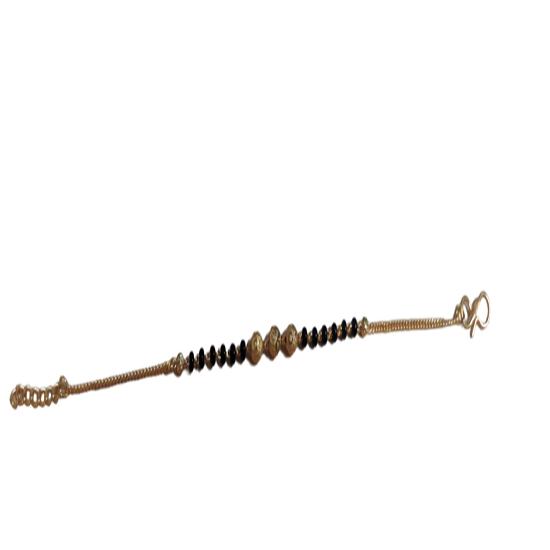 

@ Beautiful Handmade Black Beads Golden Bracelet Bangle For Girls