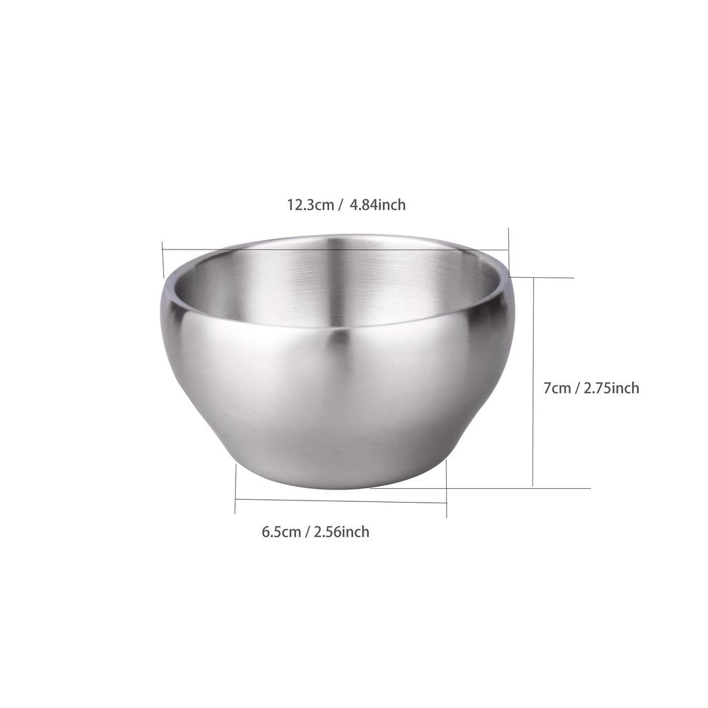IMEEA Stainless Steel Ramen Noodle Bowls for Udon and Tableware for Oyakodon and Egg Insulated and Set of Silver Double-Walled Bowls, 12cm, Bowls,
