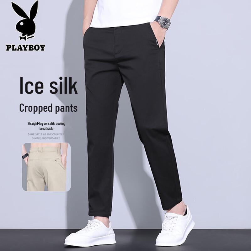 PLAYBOY Men s Casual Straight-Leg Cropped Pants 32