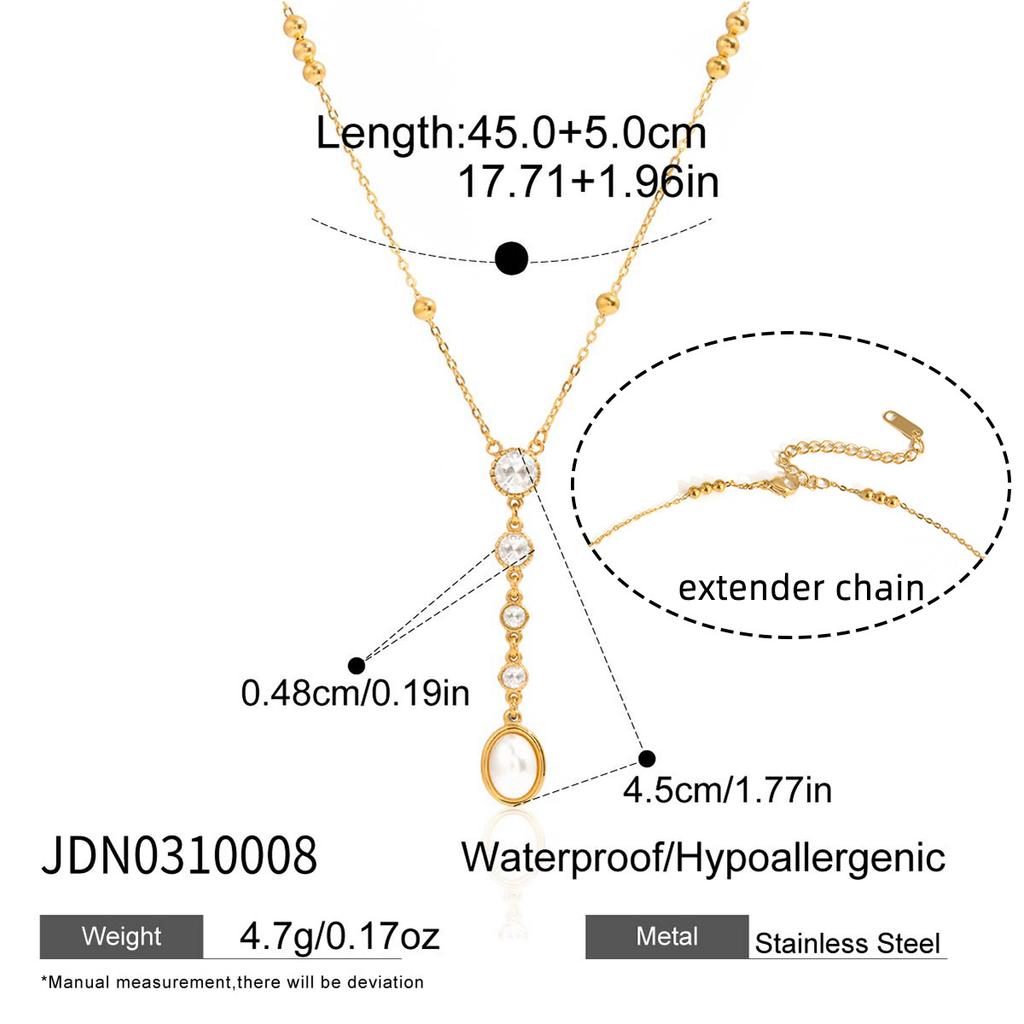 Fashion Trendy Gold Plated Stainless Steel Zircon Letter Link Chain Pendant Necklace for Women Party Occasion