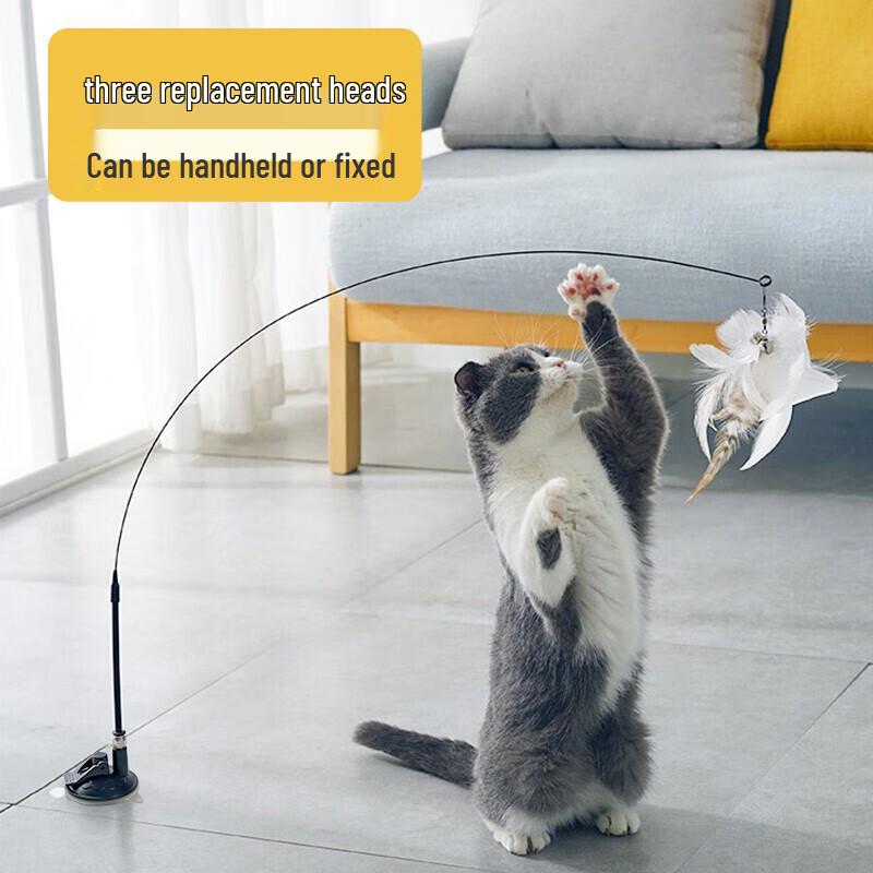 Meowxian Cat Teaser Wand with Suction Cup