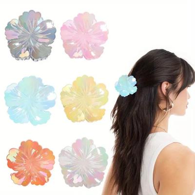 Women Hair Claw Flower Design Back Head Hair Clip Non-Slip Grip Bright