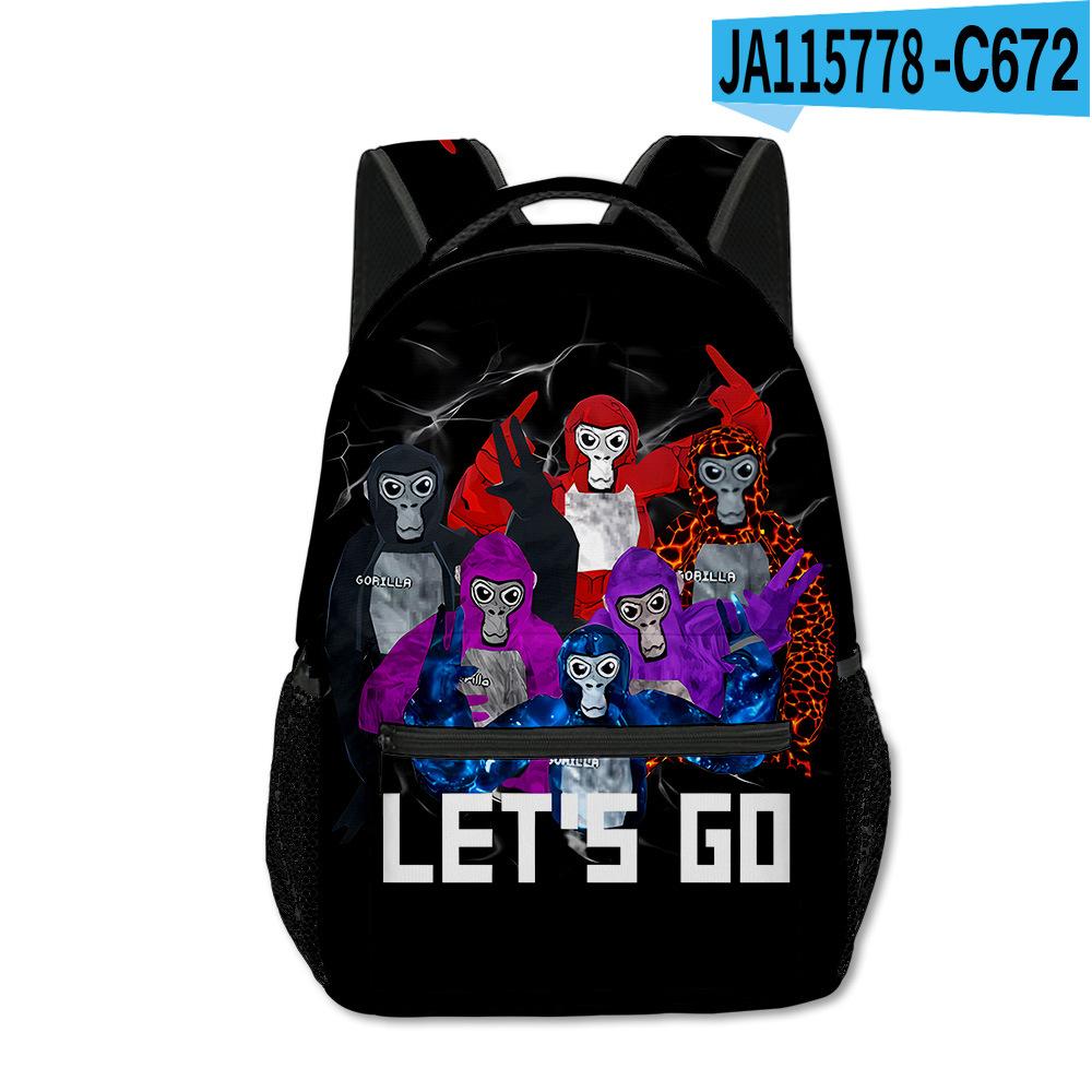 Trendy Novelty Kpop Youthful School Bags Unisex Gorilla Tag Travel Bags 3D Print Oxford Waterproof Notebook Shoulder Backpacks