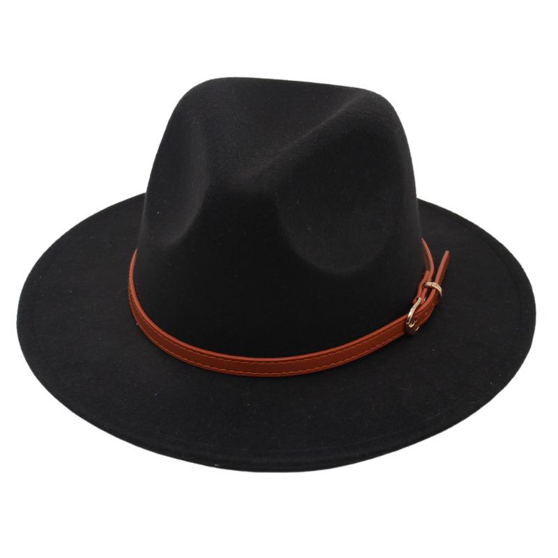 Boucle de ceinture simple chapeau haut de forme pour enfants Chapeau en feutre Parent-Enfant Décontracté Chapeau en laine Chapeau Jazz Classique Pour Hommes Et Femmes