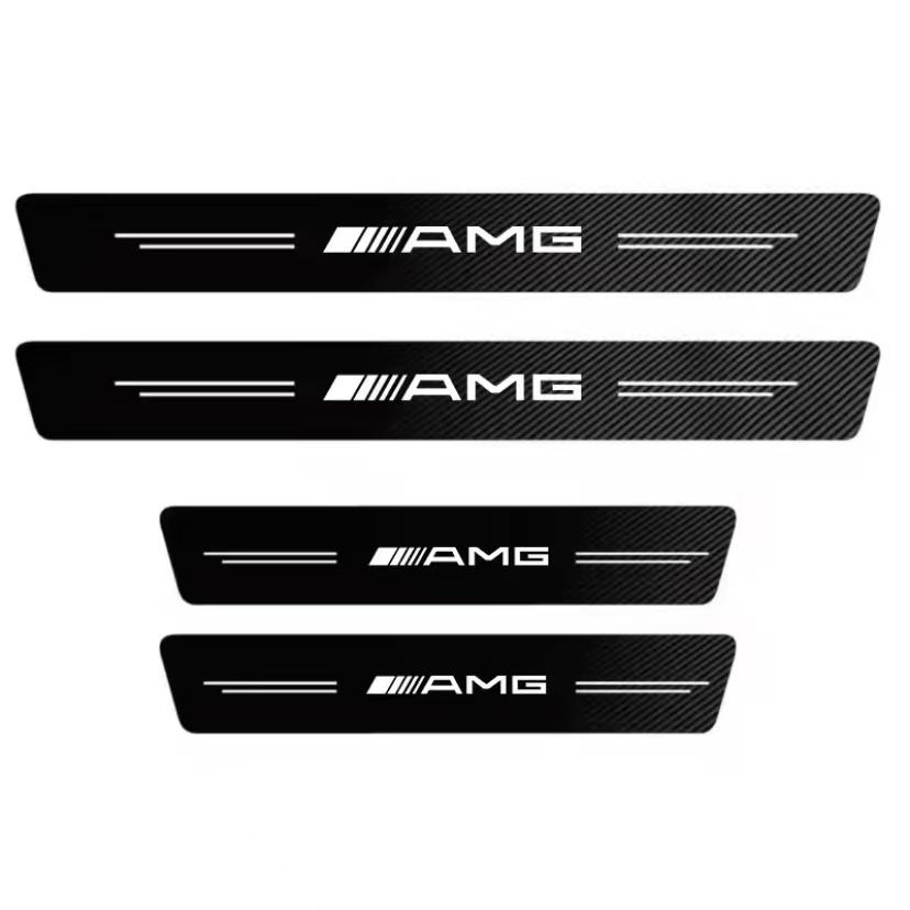 1/4/5Pcs Car Door Sill Scuff Plate Decor Carbon Fiber Stickers For Mercedes Benz AMG A B C E G CLA GLA W211 W214 W205 W203W204 IX3