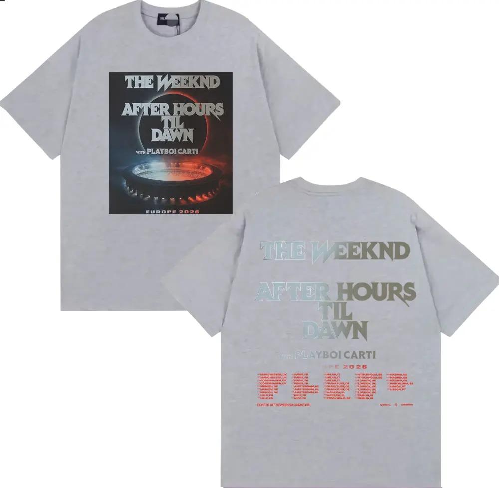 The Weeknd After Hours Til Dawn x Playboi Carti Europe 2026 Tour Dates TShirt Unisex Casual 100 Cotton Short Sleeve TShirt