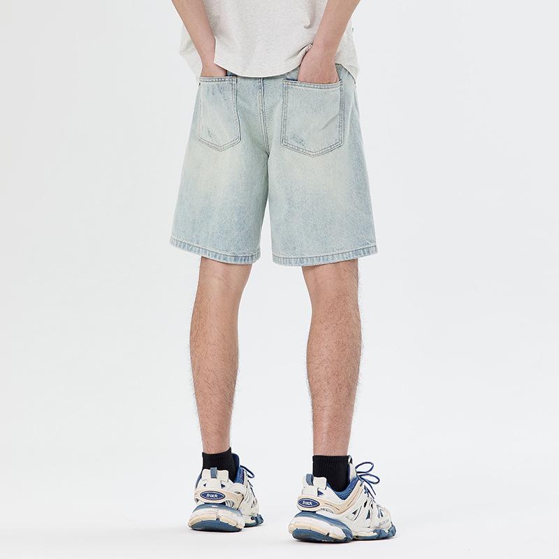 Neue Amerikanische Lässige und Hübsche Retro Denim Mid-Hosen Herren Lockere Shorts im Sommer