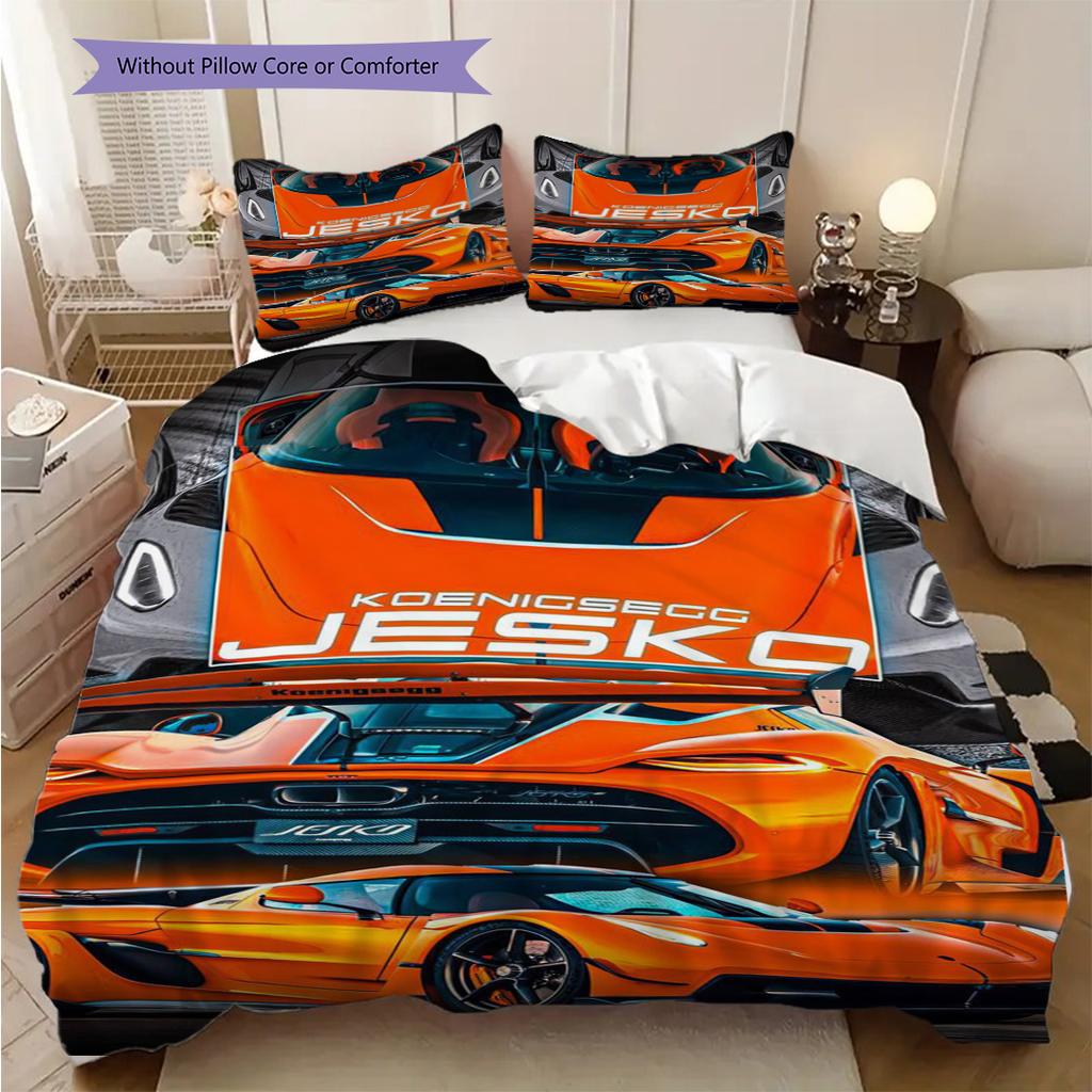 Koenigsegg Jesko Elegance Set a tre pezzi (1 * copripiumino + 2 * federa, senza nucleo) Copripiumino e federa 2D piatti Morbidi e comodi