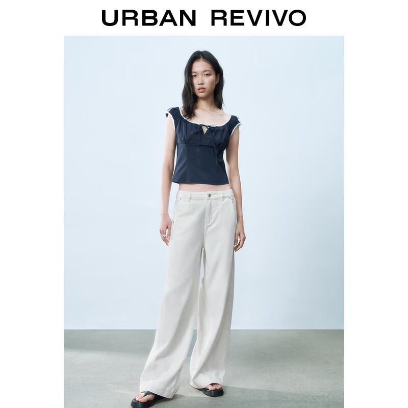UR 2025 Spring Women's Simple Denim Wide-Leg Casual Pants