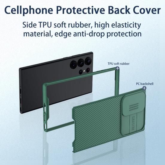 

Yousheng Phone Case Camera Lens Slide Cover Frosted Full Coverage Phone Accessories Mobile Phone Protection Cover for Samsung S23 ULTRA