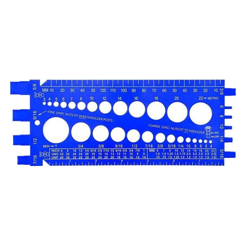 1Pc Nut Bolt Screw Gauge Multi Functional Inch Metric Quick Identification Nut Bolt Thread Check Protable Thread Measuring Tool