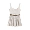 2025 Spring Slim Fit Sleeveless Belted Petite Dress - European & American Style