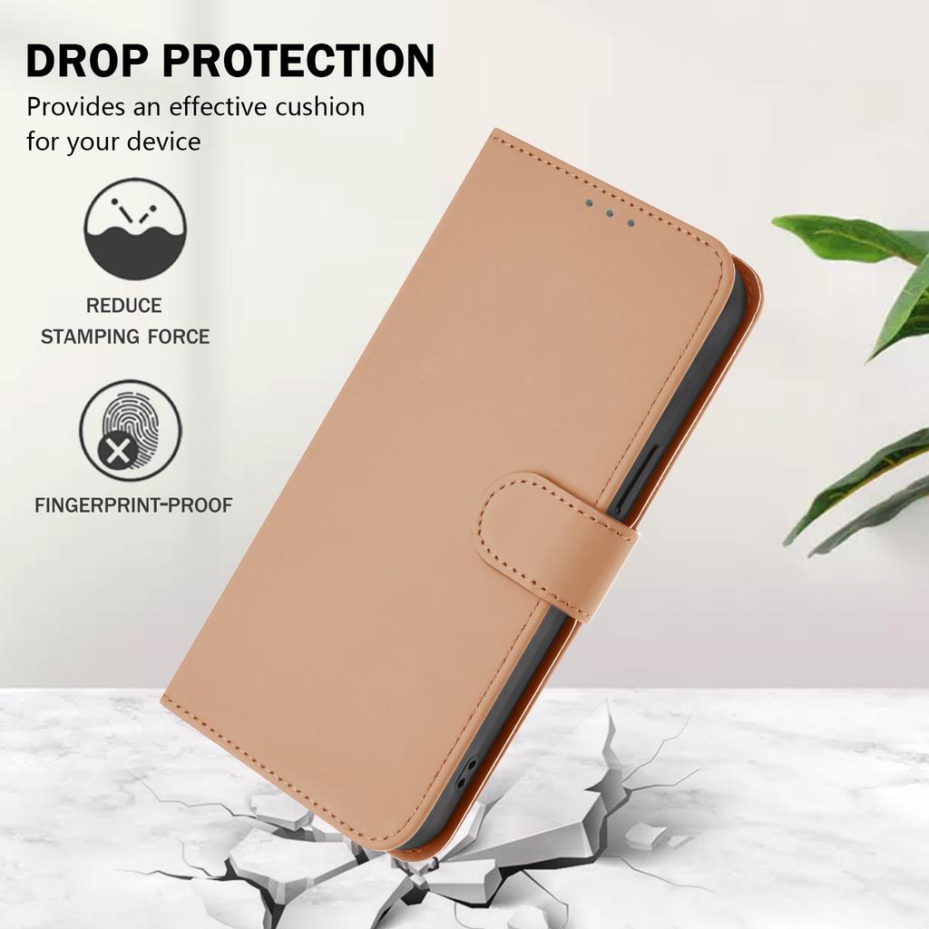 Für Samsung Galaxy A06 4G Hülle Einfarbiges Brieftaschen-Leder-Handycover mit Riemen