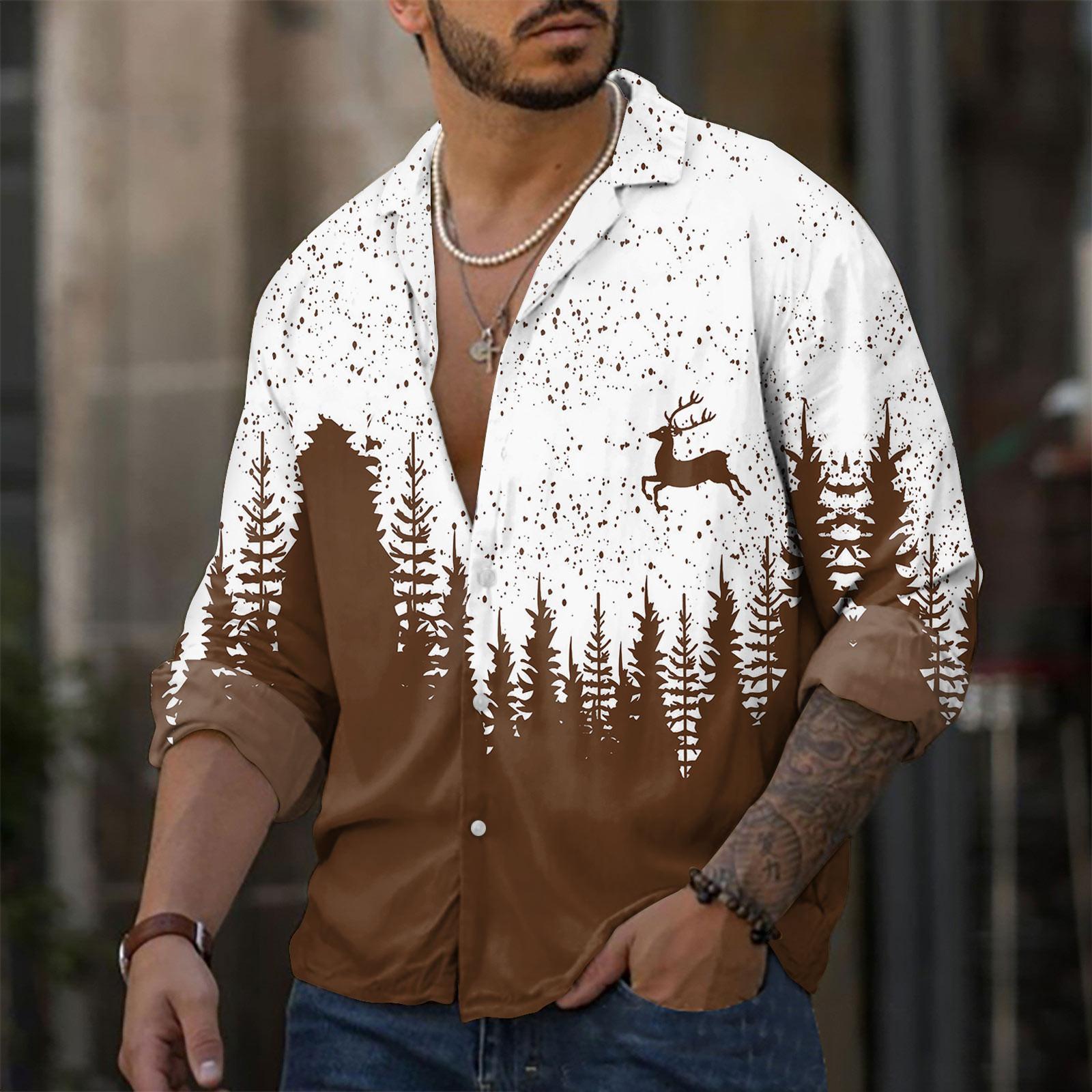 

Мужская повседневная свободная рубашка с длинными рукавами, модная рубашка с лацканами, топ XXXXL коричневый