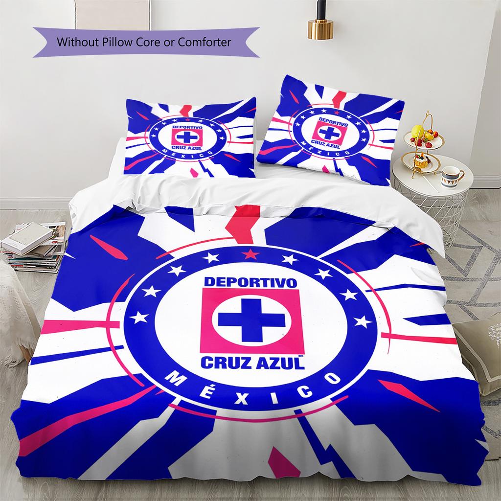 Cruz Azul Pattern Bedding Home Decoration Birthday Gift (1 * duvet cover + 2 * pillowcase, without core)