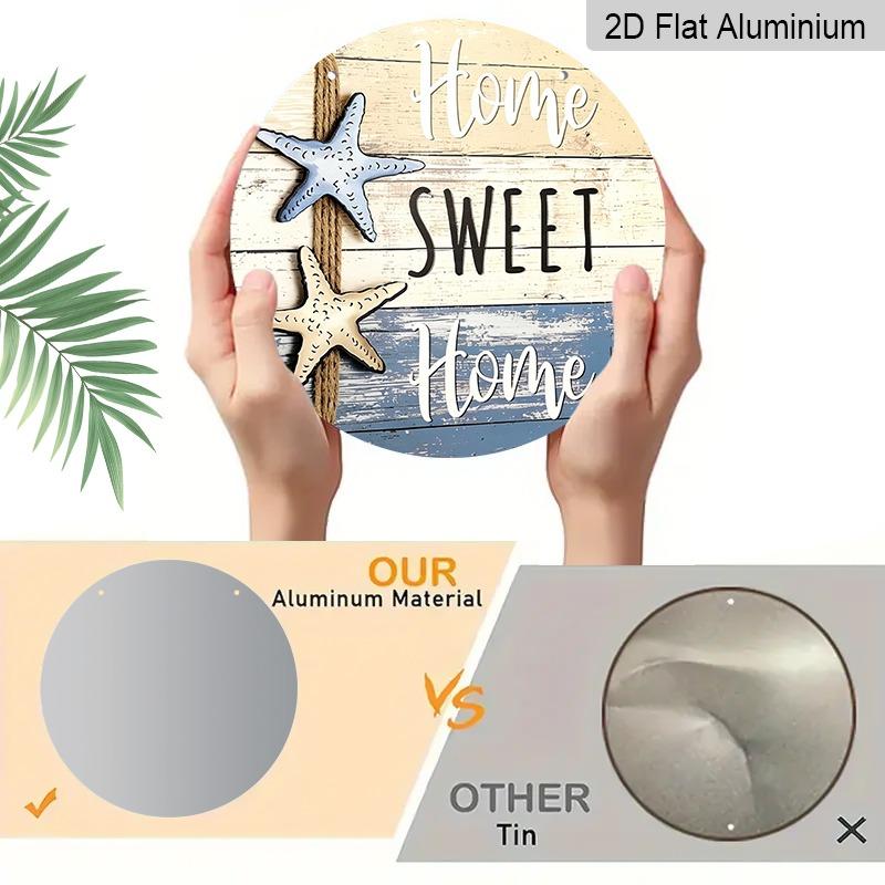 2D Flat "Sweet Home" Starfish Aluminum Decorative Signs and Plaques in Various Sizes. Beach-themed Wall Decorations Suitable for Gardens, Porches