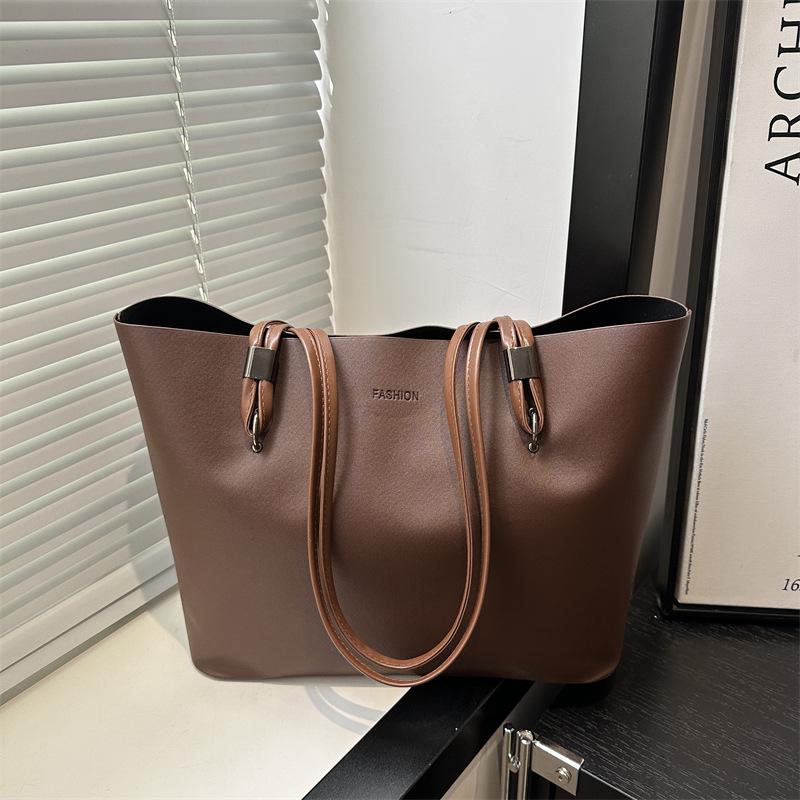 Новая однотонная простая и универсальная повседневная наплечная сумка-подмышка, сумка-тоут большой вместимости, сумка премиум-текстуры