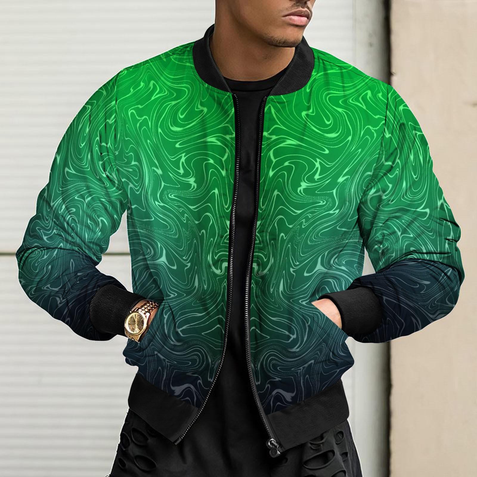 

И Зимние Мужские Тонкие Куртки с Принтом Мужские Повседневные Универсальные Куртки с Принтом XXL зелёный