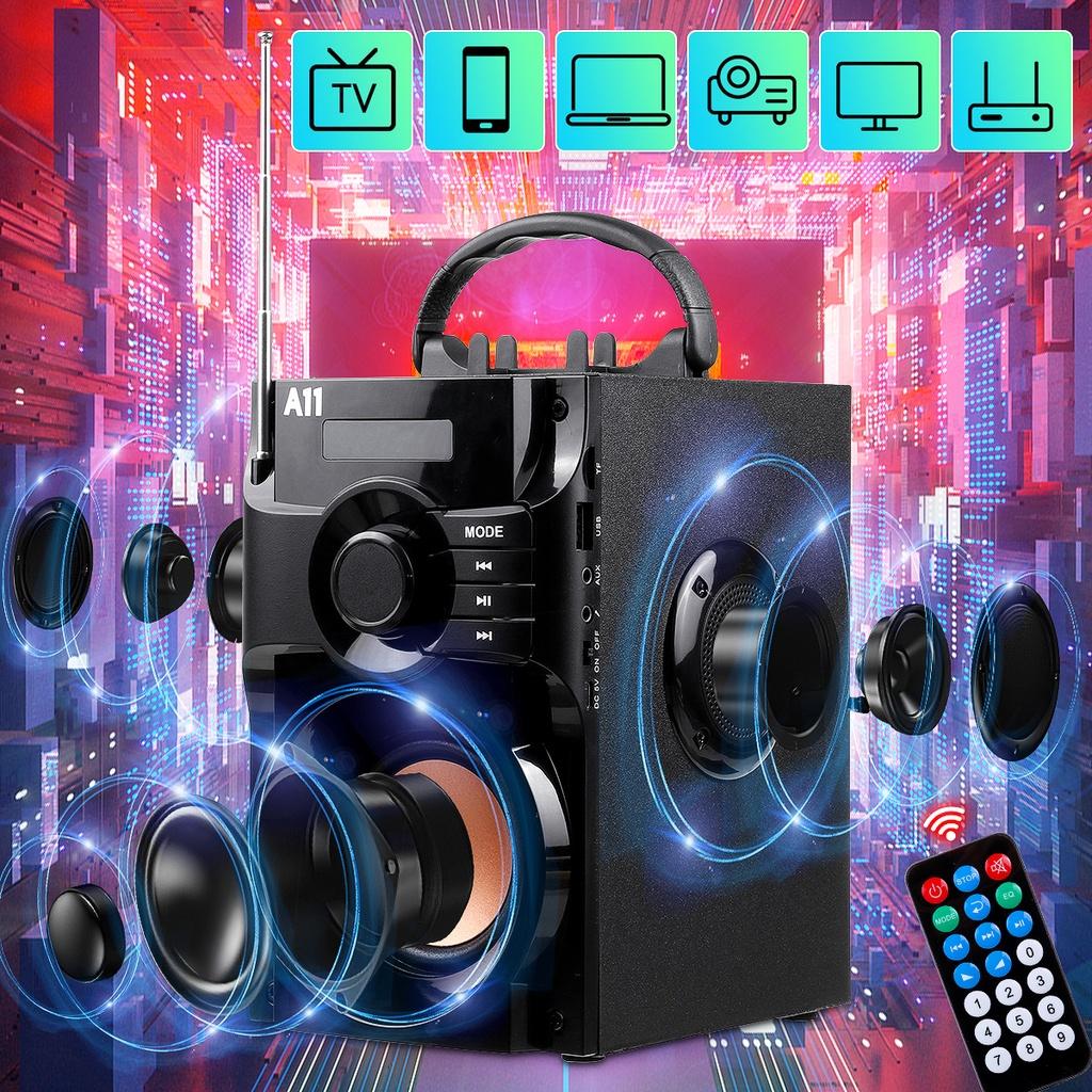A11 USB Portable Bluetooth Speaker Wireless Stereo Subwoofer Bass Speakers Music Center Support FM Radio TF AUX Remote Control DC 5V
