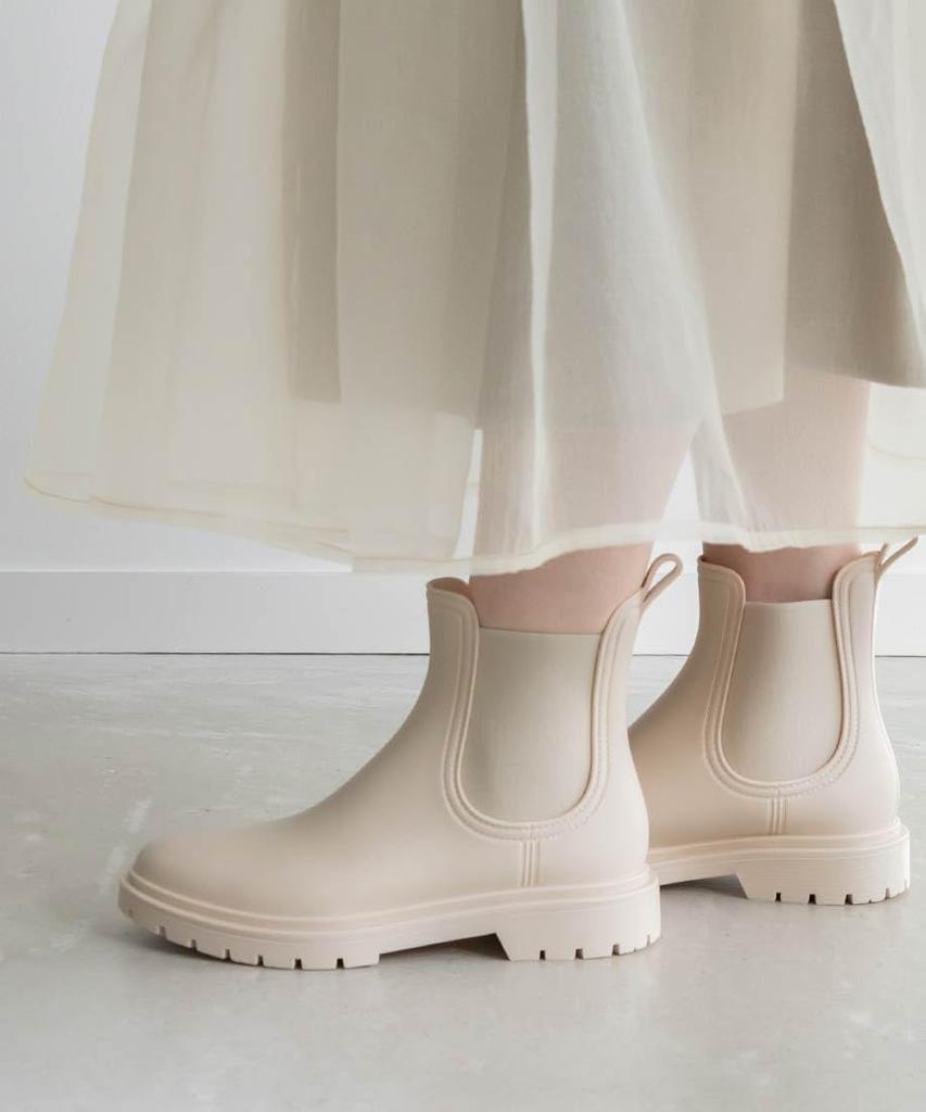 Randa KA35075 Side Gore Rain Boots, Off-White