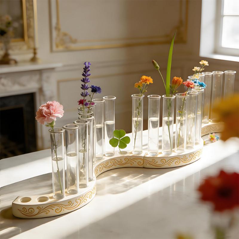 Flower Test Tube Holder Silicone Molds Diy Handmade Vase Tray Epoxy Resin Mould Candlestick Holder Plaster Cement Mold