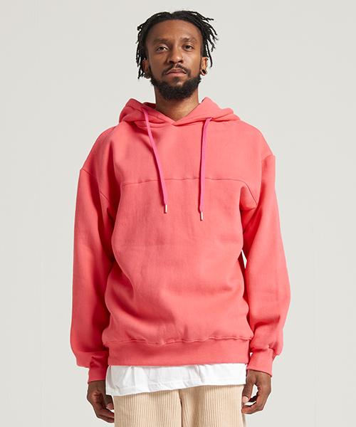 Tener Double-Fleece Layered Hoodie Pink F