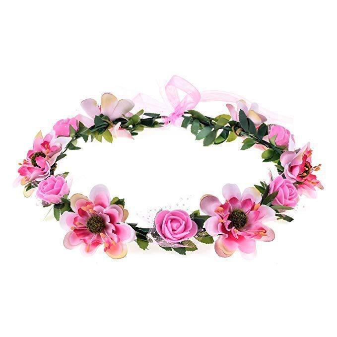 Waldmädchen Blumenkrone Handgeflochtene Seidenblumen Haarschleife für Frauen Vintage Elegant Hochzeits Haarschmuck Foto-Requisiten
