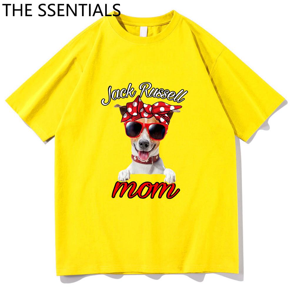 Jack Russell Terrier Mama T-Shirt Unisex Harajuku Lustige süße Hund Oma T-Shirts Unisex Cartoon Ästhetische Grafik Tägliche Baumwoll-T-Shirts