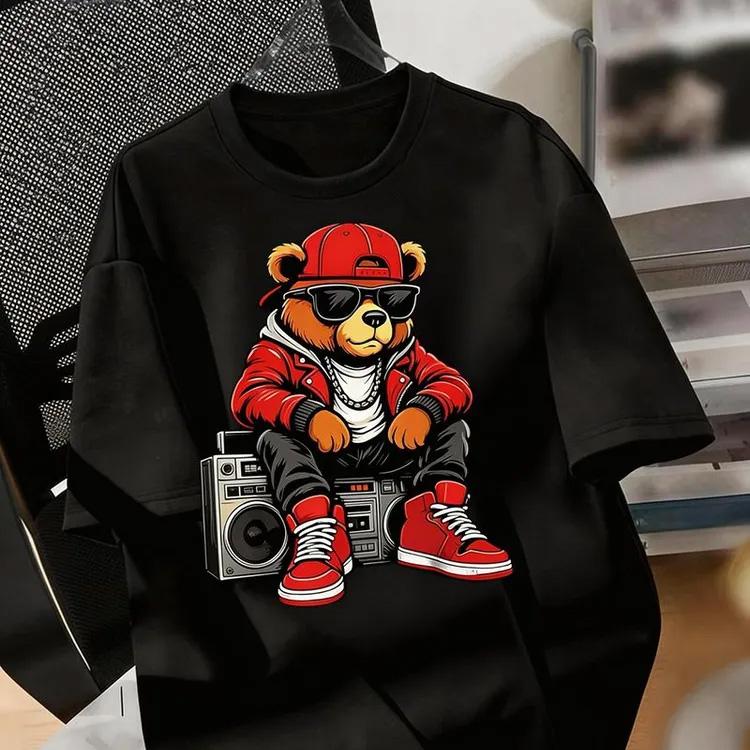 Russia Streetwear Unisex T Shirt Cute Lazy Cat Hip Hop Bear Rabbit Graffiti Multiple Cartoon Design Printed Cotton Graphic Tee