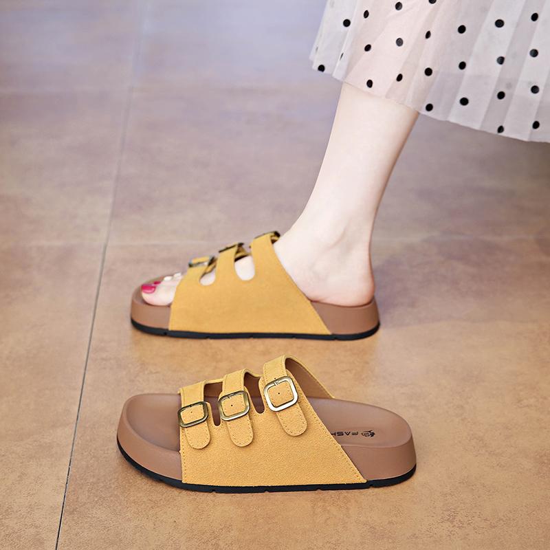 Mode 2025 Mode Dicke Sohle Damen Hausschuhe Sommer Neue Damen Sandalen Luxus Designer Sandalen Flache Schuhe für Damen