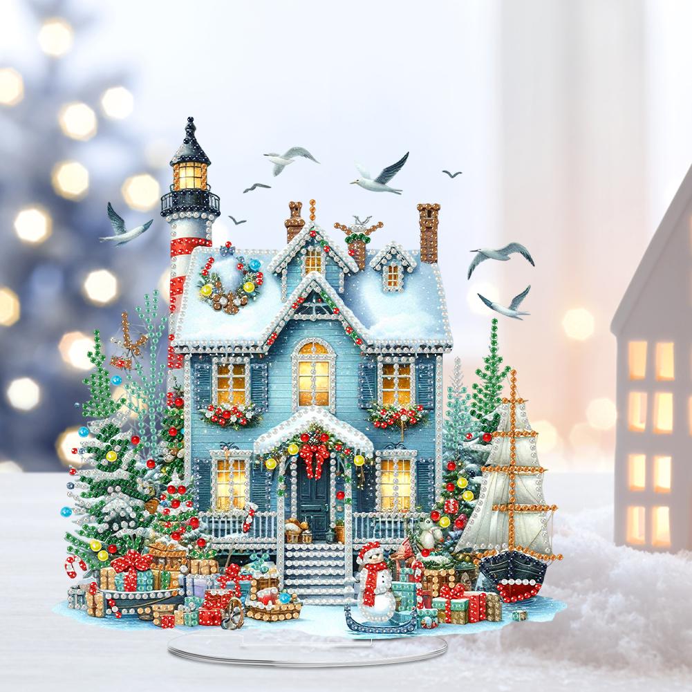2D/Flat Xmas DIY Diamond Painting Tabletop Ornaments Kit Table Top Diamond Painting Ornament Kits for Home Office Desktop Decor