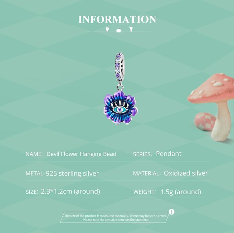WOSTU 925 Sterling Silver Devil Flower Hanging Charm Grotesque Bee & Fish Hanging Bead Fit DIY Making Women Bracelet & Bangle Jewelry