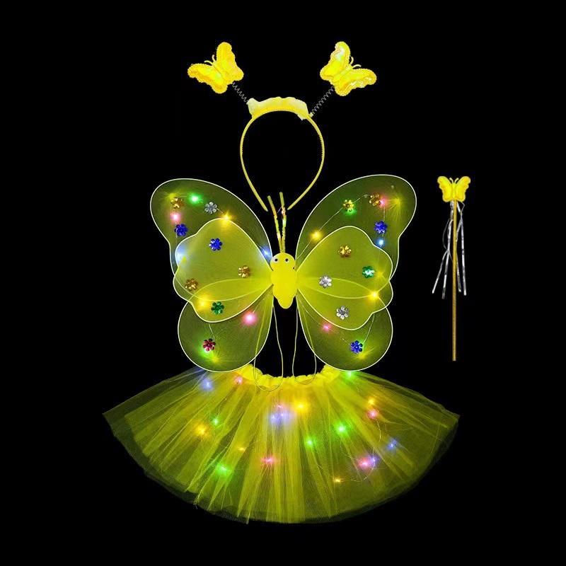 Luminous Wings Flashing Butterflys Skirt Lights Suits LED Children Costume Toys Girls Angel Children Fairy Props Photography Toy
