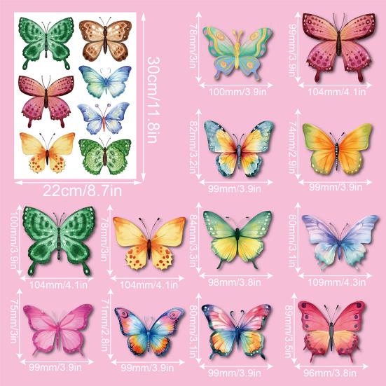 8 Sheets Watercolor Butterfly Wall Decals Peel And Stick 2D Butterfly