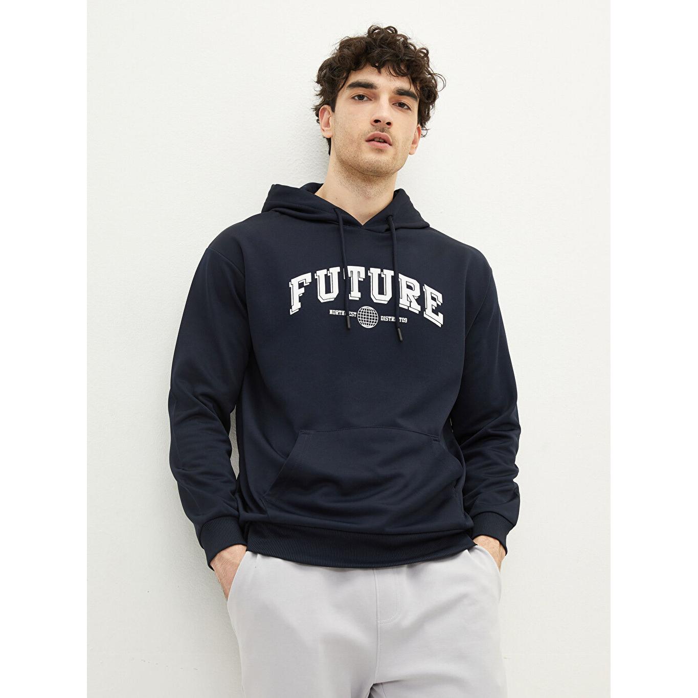 

Толстовка Oversize с длинным рукавом и принтом мужская толстовка темно-синяя